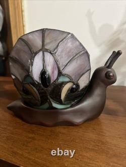 Wireless LED Stained Glass Halston Animal Accent Lamp-Snail