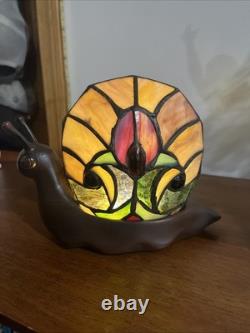 Wireless LED Stained Glass Halston Animal Accent Lamp-Snail
