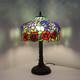 Wisteria Flower Tiffany Style Stained Glass Table Lamp Tree Trunk Base 12