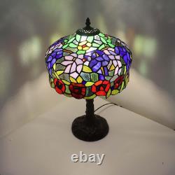 Wisteria Flower Tiffany Style Stained Glass Table Lamp Tree Trunk Base 12
