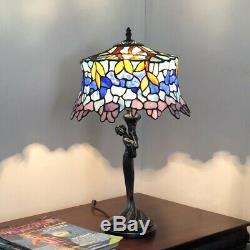Wisteria Stained Glass Table Lamp Tiffany Style Shade 13W with Woman Base