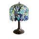Wisteria Tiffany Style Lamp Blue Purple Stained Glass Reproduction Bronze Trunk
